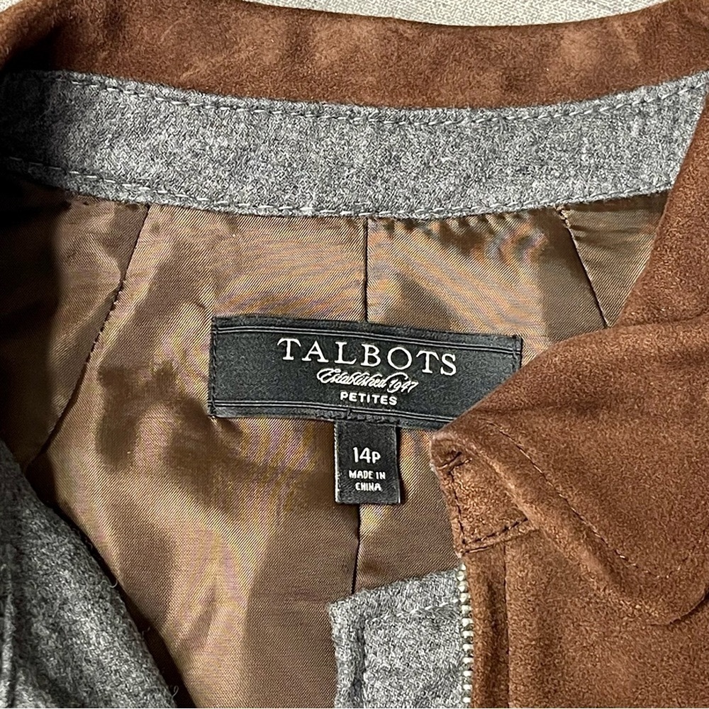 Talbots Brown Suede Leather Bomber Jacket Coat Women’s Size 14 - Picture 12 of 15